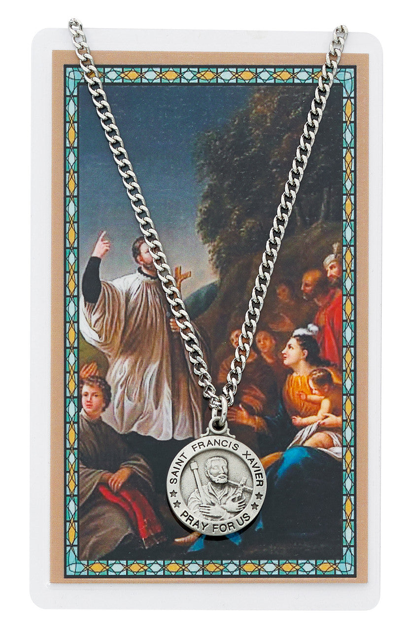 ST FRANCIS XAVIER PRAYER CARD SET INCLUDES 24" SILVERTONE CHAIN