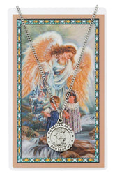GUARDIAN ANGEL PRAYER CARD SET INCLUDES 24" SILVERTONE CHAIN