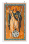 PEWTER ST GABRIEL PRAYER CARD SET INCLUDES 18"INCHES SILVERTONE CHAIN