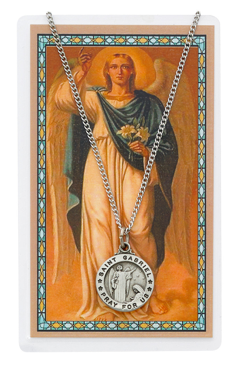 ST GABRIEL PRAYER CARD SET INCLUDES 18" SILVERTONE CHAIN