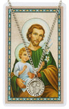 ST JOSEPH PRAYER CARD SET INCLUDES 24" SILVERTONE CHAIN