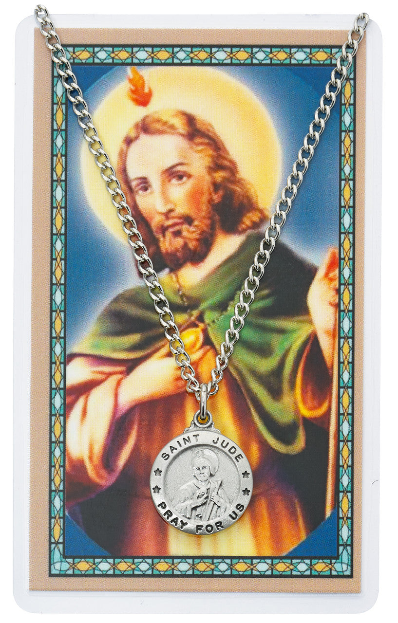 ST JUDE PRAYER CARD SET INCLUDES 24" SILVERTONE CHAIN