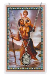 ST CHRISTOPHER PRAYER CARD SET INCLUDES 18" SILVERTONE CHAIN