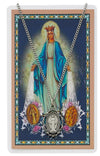 MIRACULOUS MEDAL PRAYER CARD SET INCLUDES 18" SILVERTONE CHAIN