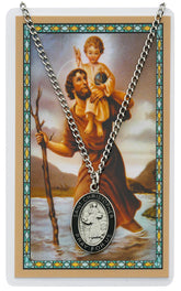 ST CHRISTOPHER PRAYER CARD SET INCLUDES 24" SILVERTONE CHAIN