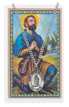 ST ISIDORE MEDAL & PRAYER CARD WITH 24" CHAIN NICKEL CHAIN
