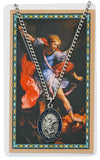BLUE ENAMELED PEWTER MEDAL ST MICHAEL PRAYER CARD SET