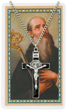 ST. BENEDICT CROSS & PRAY CARD INCLUDES 24" SILVERTONE CHAIN