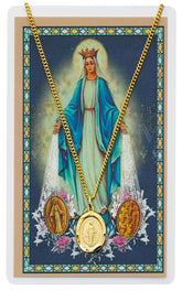 GOLD PLATED PEWTER MIRACULOUS MEDAL ON 18" GOLD PLATED CHAIN