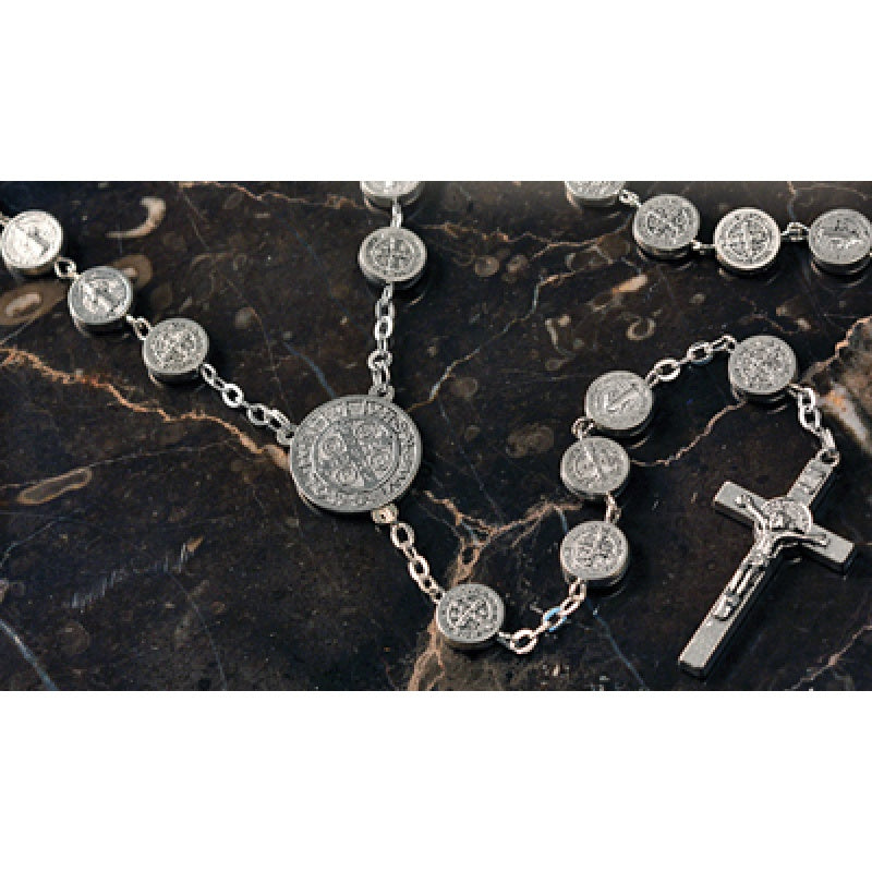 ROSARY METAL ST BENEDICT MEDALS 24" 9MM R5601