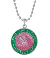 RC792 Green & Pink ST. Christopher Necklace EPOXY