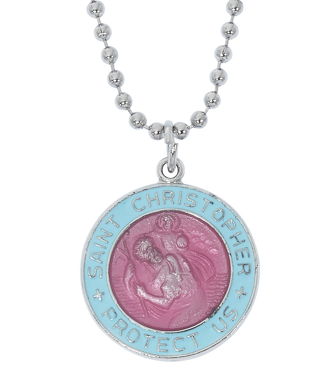 RC797 Aqua & Pink ST. Christopher Necklace EPOXY