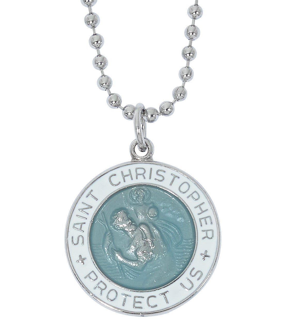 RC798 White & Aqua ST. Christopher Necklace EPOXY