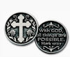 With God All Things Are Possible Crafted Pocket Token - Cross - Pewter pack of 12
