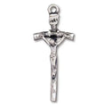 Sterling Silver 1 3/4in Naturalistic Crucifix on 24in Steel Chain