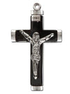 Black and Sterling Silver Modern Sleek Crucifix INRI Pendant 1.75in