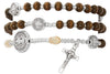 Brown Wood Bead St. Benedict Twistable Rosary Bracelet b117c