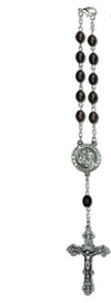 one Decade Men's or Woman's Rosary for Car or Truck Rearview Mirror with Black Wood Beads