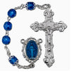 Women's Miraculous Medal Medium Blue Catholic Rosary Beads, Aurora Borealis beads