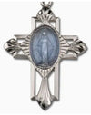 Rhodium-plated Miracle Medal Cross Pendant