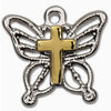 Rhodium Plated Butterfly Cross Necklace