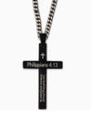 Stainless Steel Cross/” I Can Do All Things” Necklace, 1¾"