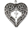 Sterling Silver Heart Angel Wings Cross Necklace