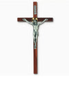 10" inches Tall Wall Crucifix - Walnut Stain