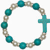Pack- of 12 pcs Turquoise Cross Stretch Bracelet