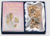 First Communion Girls’ 6mm heart shaped glass pearl rosary and mini greeting card set.
