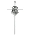 6 inch Antique Silver Confirmation on a Polished Silver Finish Cross