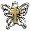 Rhodium Plated Butterfly Cross Necklace