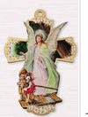 Italian wooden Guardian Angel wall cross.