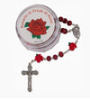 our Rose Rosary With /Fimo ur lady of Fatima. Box RY 1208