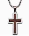 Men's Stainless Steel/Wood Cross Necklace, 1⅜”