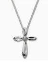 Sterling Silver Ribbon Cross/Crystal Stone Necklace, 15/16″