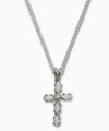 Sterling Silver Cross/Genuine Opal & Cubic Zirconia Necklace