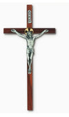 10" Inches Tall Crucifix - Walnut Stain