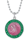 GREEN & PINK ST. CHRISTOPHER EPOXY Necklace