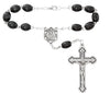 ONE DECADE6X8MM BLACK AUTO ROSARY/CARDED