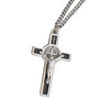 Stainless Steel St Benedict Crucifix Necklace with 24in Chain
