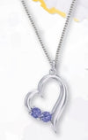 Sterling Silver Blue Heart Necklace, ⅞”