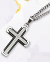 Rhodium Plated   Cross Necklace, ⅞”
