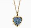 Blue Enamel Heart Shaped Gold Miraculous Medal