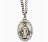 Sterling Silver Oval Miraculous Medal. On 24" stainless steel chain.