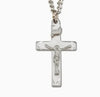 Men's Sterling Silver Crucifix Necklace on a 18" stainless steel chain.