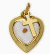 Gold Filled Mustard Seed Heart Necklace with Cross Charm on 18" Chain