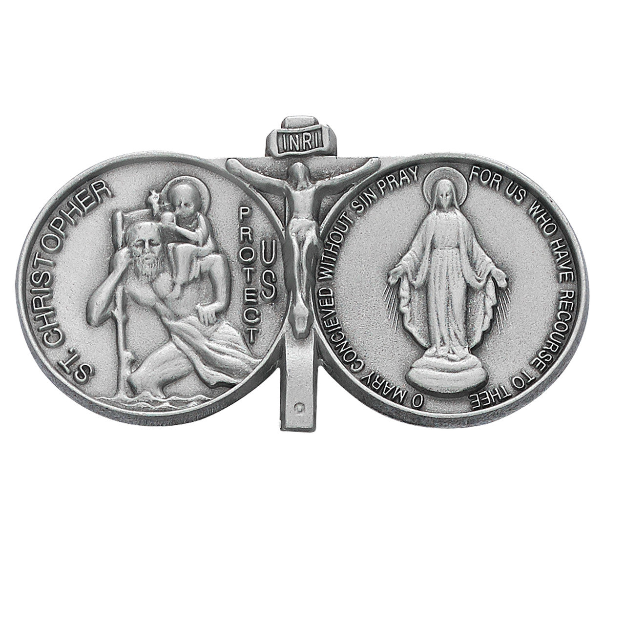 VC-461S VISOR CLIP,ST. CHRISTOPHER and MIRACULOUS Medal