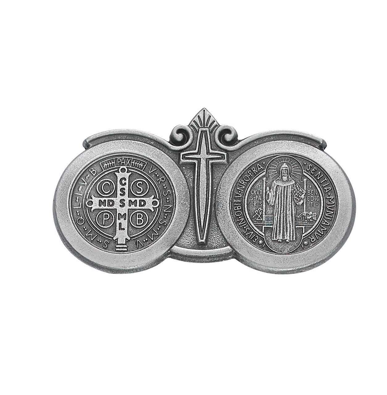 PEWTER ST BENEDICT VISOR CLIP