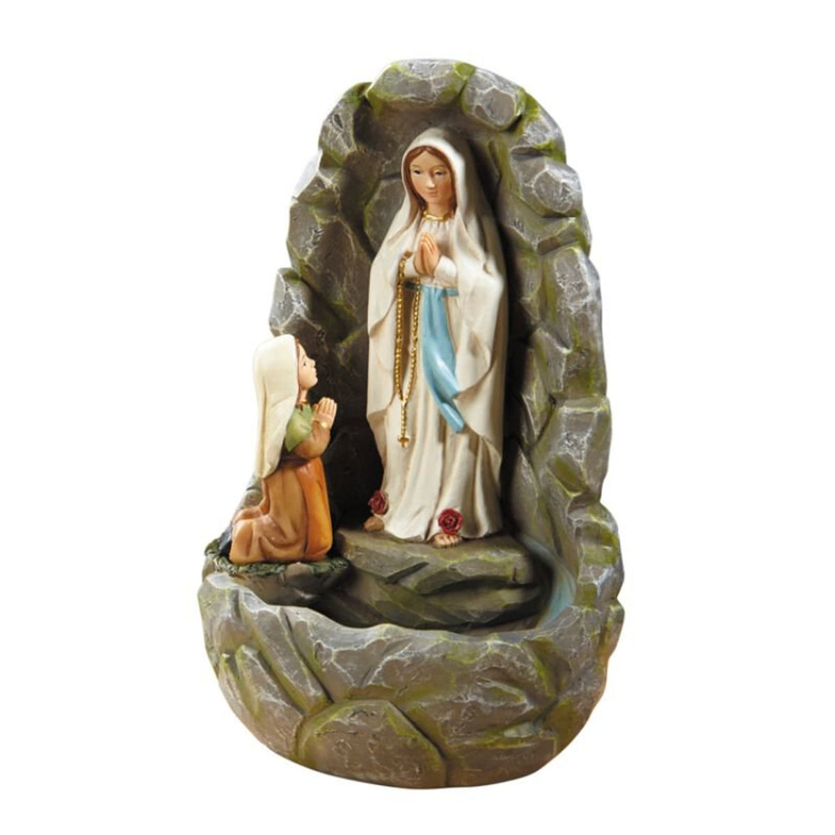 Hand Crafted 6'' inches Tall Our Lady of Lourdes St. Bernadette Grotto Holy Water Font